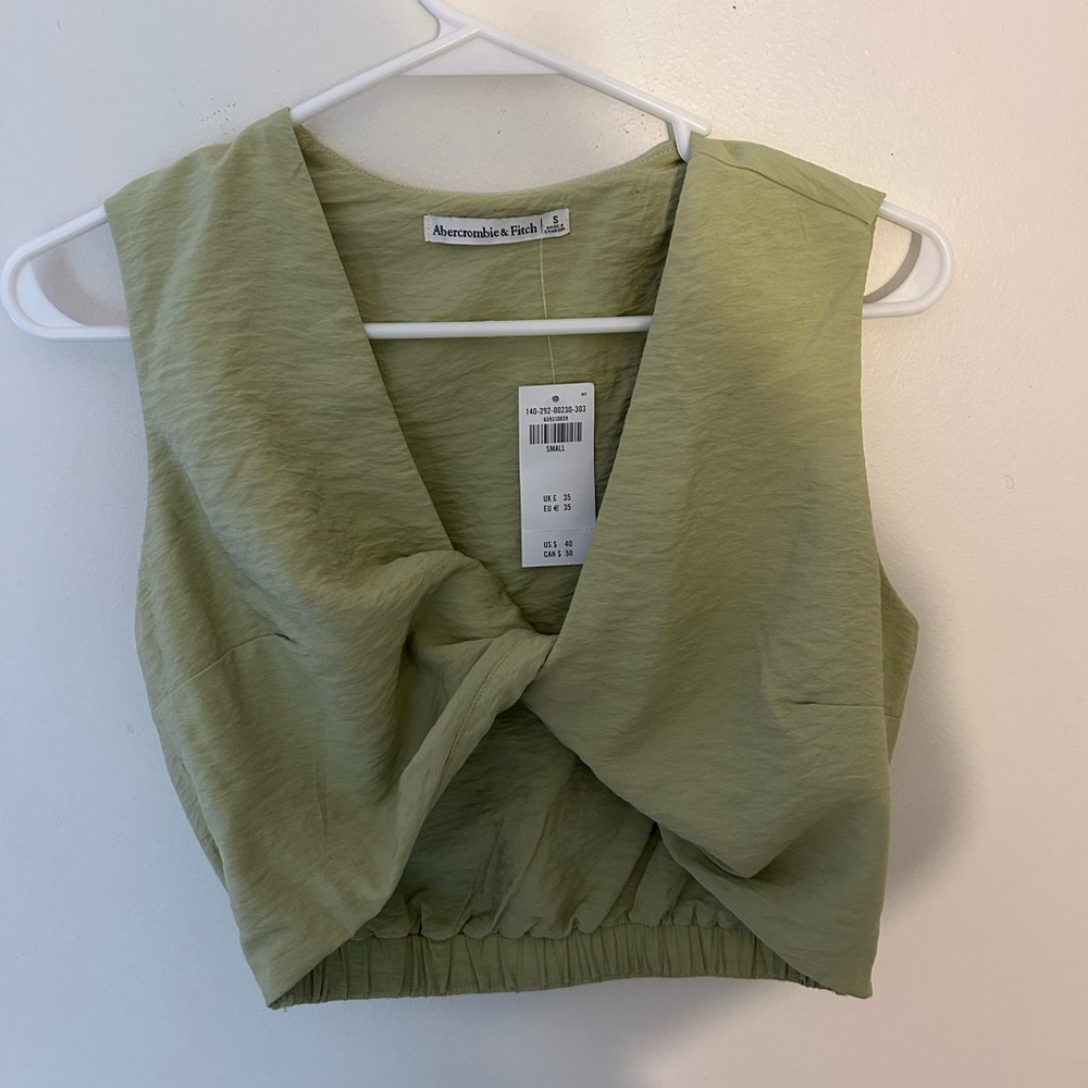 Abercrombie & Fitch Light Green Twist Front Blouse